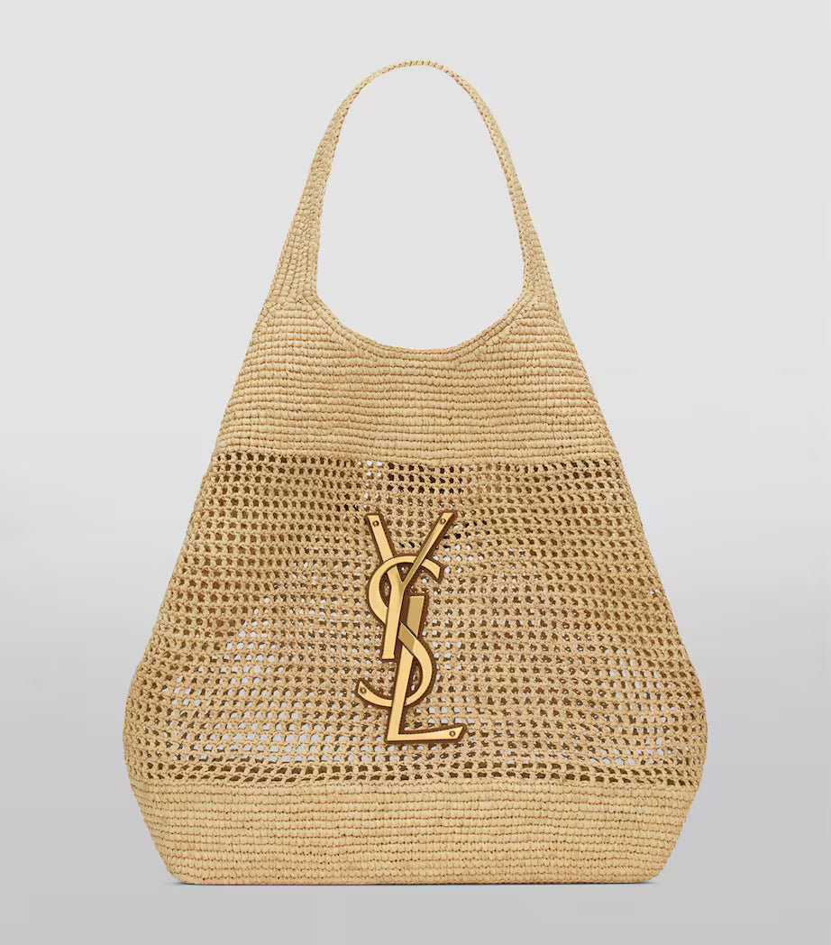 SAINT LAURENT YSL Raffia Icare Tote Bag